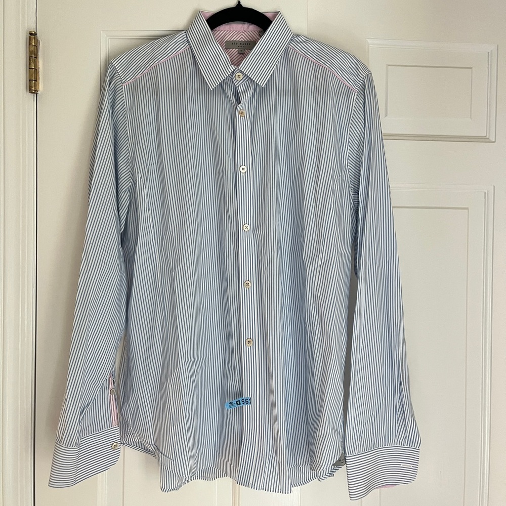 Ted Baker Blue and White Striped Shirt